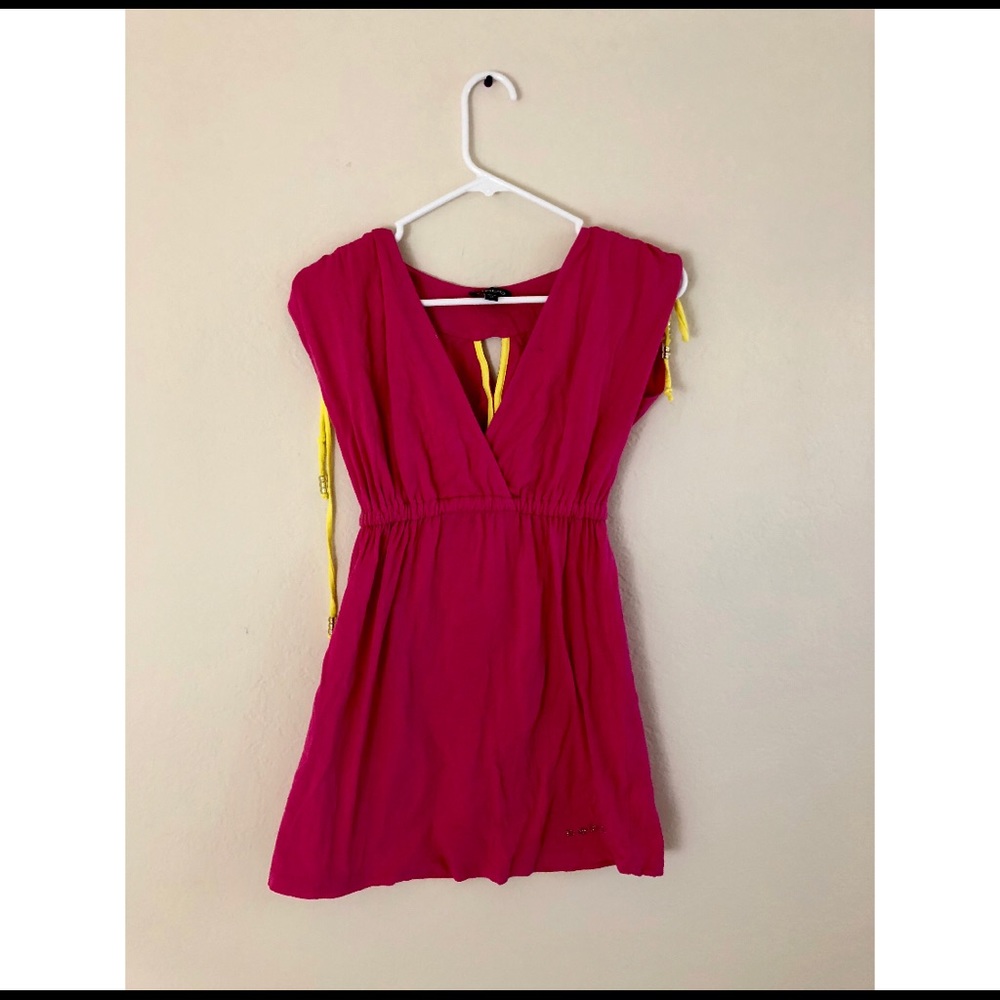 🌴 BEBE 🌴 Hot Pink/Yellow Beach Coverup